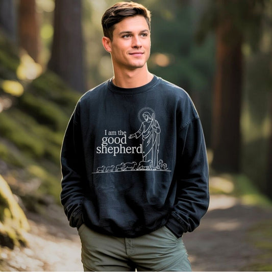 I Am the Good Shepherd | Crewneck Sweatshirt Gildan SF000 - Sown In Christ Apparel Co.