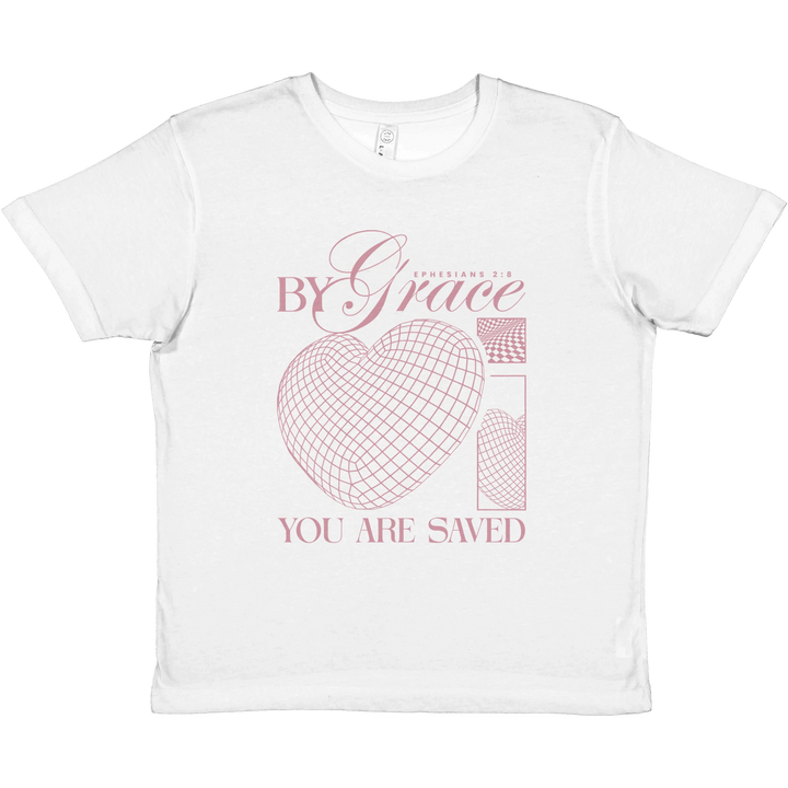 By Grace You are Saved | Premium Kids Crewneck T-shirt - Sown In Christ Apparel Co., Christian T-shirt