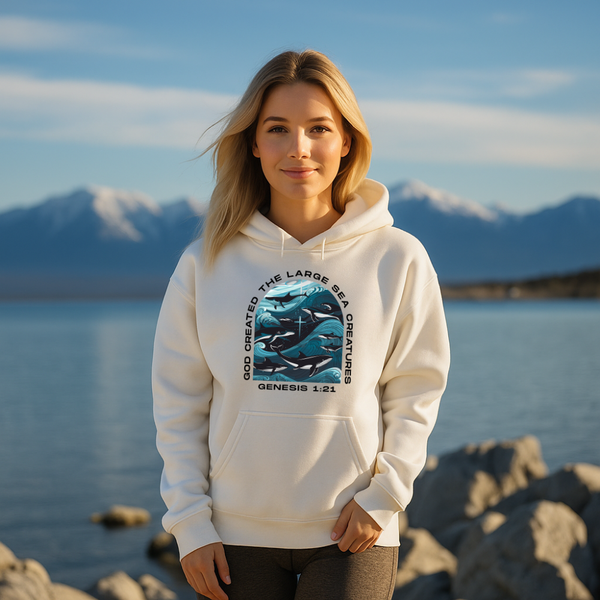 God Created the Large Sea Creatures | Premium Unisex Pullover Hoodie - Sown In Christ Apparel Co.