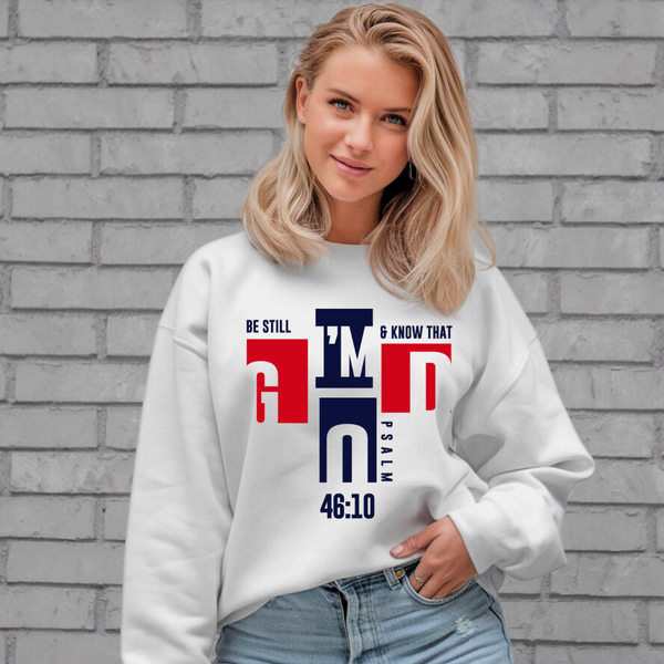 Be Still and Know that I'm God | Crewneck Sweatshirt Gildan SF000 - Sown In Christ Apparel Co.