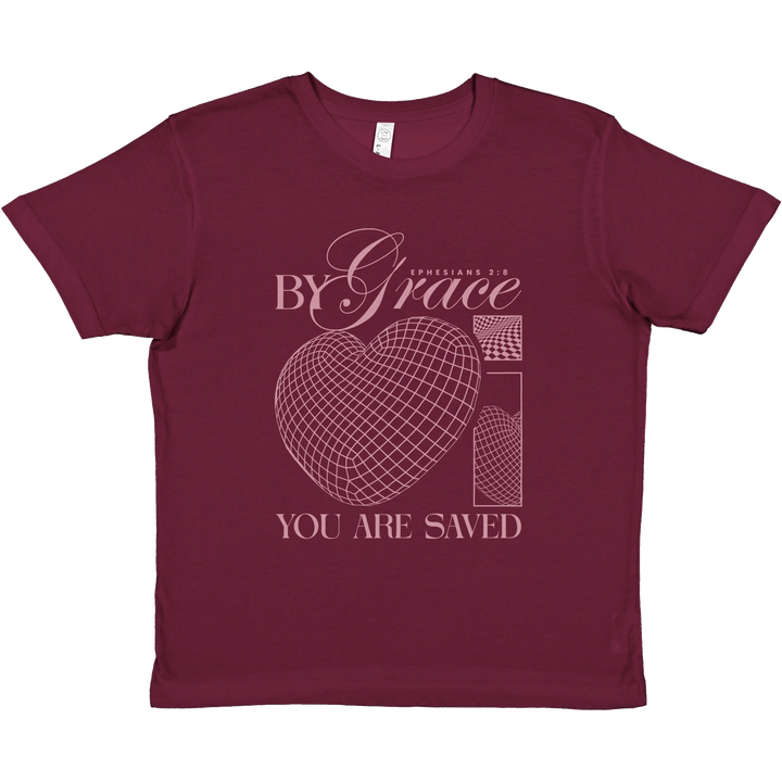By Grace You are Saved | Premium Kids Crewneck T-shirt - Sown In Christ Apparel Co., Christian T-shirt