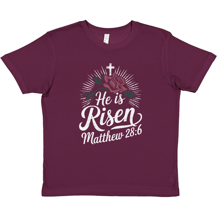 He is Risen | Premium Kids Crewneck T-shirt - Sown In Christ Apparel Co., Christian T-shirt