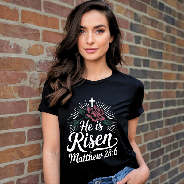 He is Risen | Organic Unisex Crewneck T-shirt Econscious - Sown In Christ Apparel