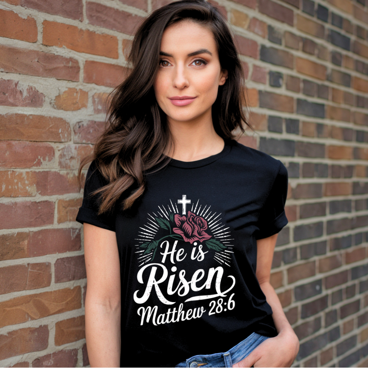 He is Risen | Organic Unisex Crewneck T-shirt Econscious - Sown In Christ Apparel
