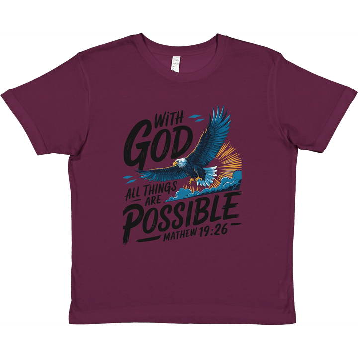 With God All Things are Possible | Premium Kids Crewneck T-shirt - Sown In Christ Apparel Co., Christian T-shirt