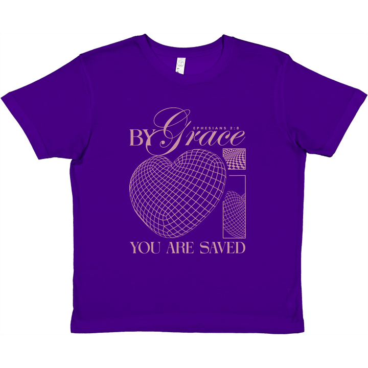 By Grace You are Saved | Premium Kids Crewneck T-shirt - Sown In Christ Apparel Co., Christian T-shirt