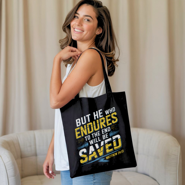 He Who Endures | Premium Tote Bag - Sown In Christ Apparel Co.