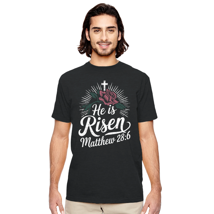 He is Risen | Organic Unisex Crewneck T-shirt Econscious - Sown In Christ Apparel