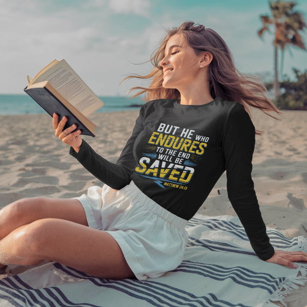 He Who Endures | Organic Unisex Classic Long-Sleeve T-Shirt Econscious - Sown In Christ Apparel Co.