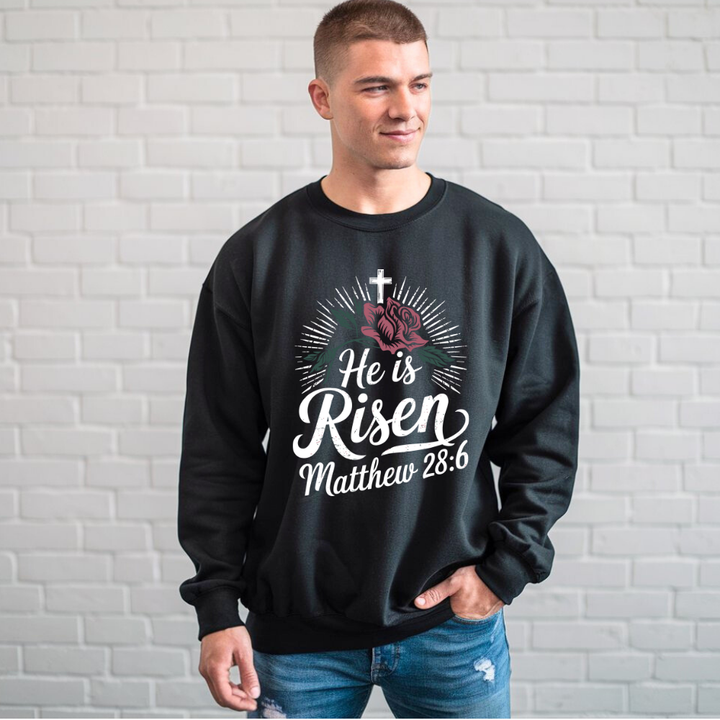 He is Risen | Crewneck Sweatshirt Gildan SF000 - Sown In Christ Apparel Co.