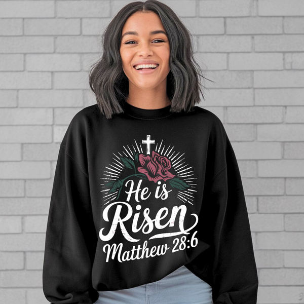 He is Risen | Crewneck Sweatshirt Gildan SF000 - Sown In Christ Apparel Co.