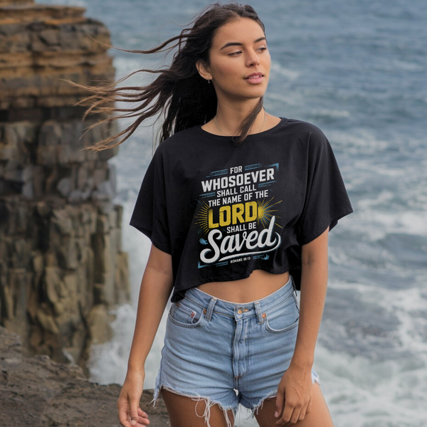 For Whosoever Shall Call | Women's Cropped Heritage Crewneck T-Shirt - Sown In Christ Apparel Co.