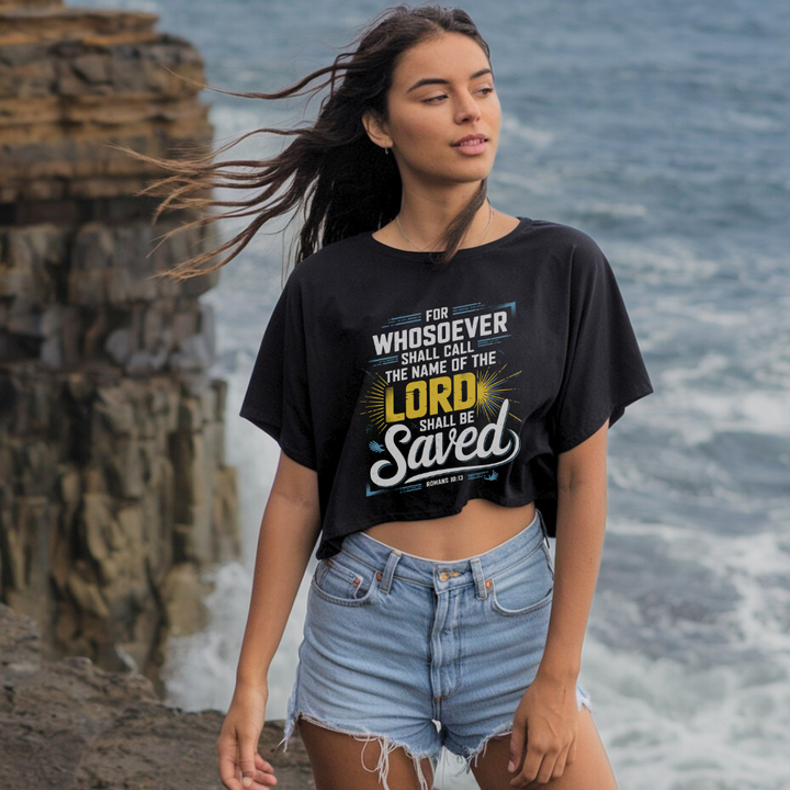 For Whosoever Shall Call | Women's Cropped Heritage Crewneck T-Shirt - Sown In Christ Apparel Co.
