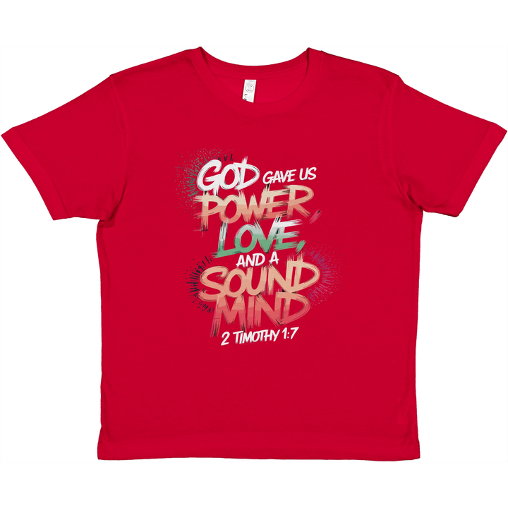 God Gave us Power Love and a Sound Mind | Premium Kids Crewneck T-shirt - Sown In Christ Apparel Co., Christian T-shirt