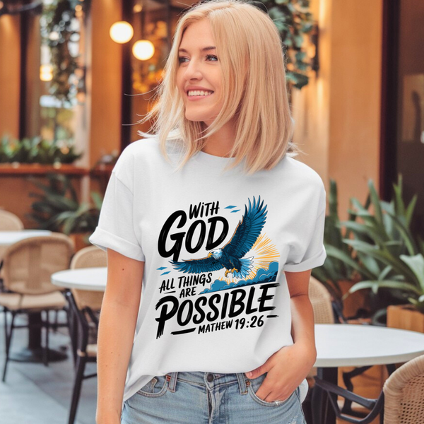 With God All Things are Possible | Organic Unisex Crewneck T-shirt Econscious - Sown In Christ Apparel