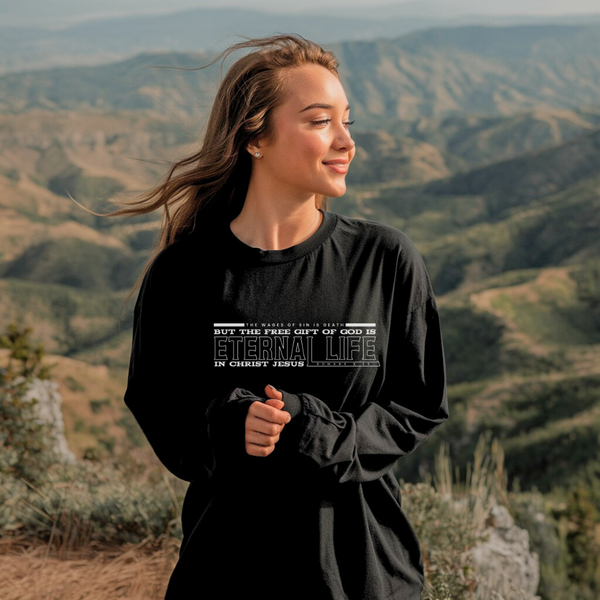Free Gift of God is Eternal Life | Organic Unisex Classic Long-Sleeve T-Shirt Econscious - Sown In Christ Apparel Co.