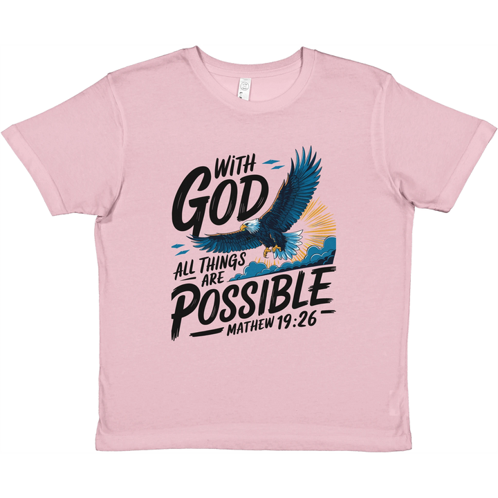 With God All Things are Possible | Premium Kids Crewneck T-shirt - Sown In Christ Apparel Co., Christian T-shirt