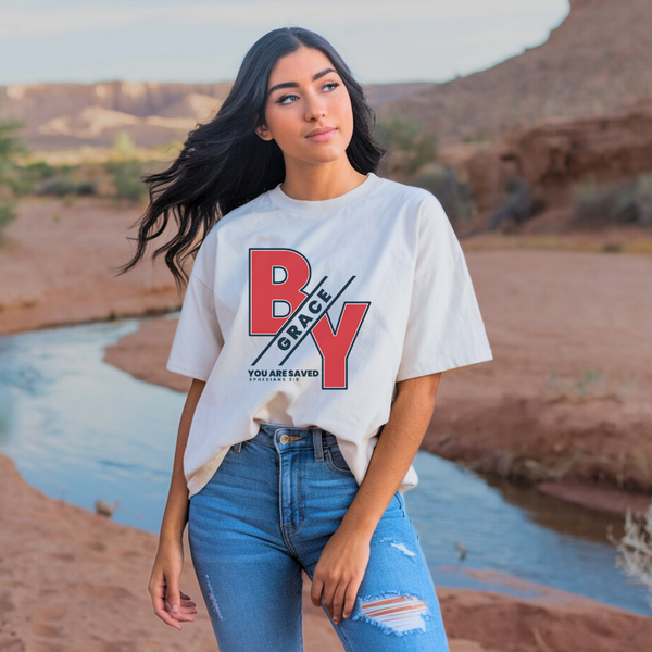 By Grace You are Saved | Organic Unisex Crewneck T-shirt Econscious - Sown In Christ Apparel Co.