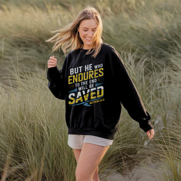 He Who Endures  | Crewneck Sweatshirt Gildan SF000 - Sown In Christ Apparel