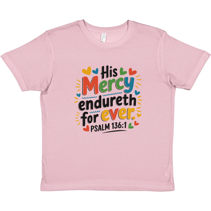 His Mercy Endureth Forever | Premium Kids Crewneck T-shirt - Sown In Christ Apparel Co., Christian T-shirt