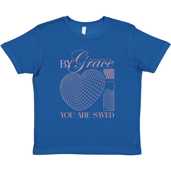 By Grace You are Saved | Premium Kids Crewneck T-shirt - Sown In Christ Apparel Co., Christian T-shirt