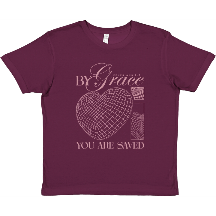 By Grace You are Saved | Premium Kids Crewneck T-shirt - Sown In Christ Apparel Co., Christian T-shirt