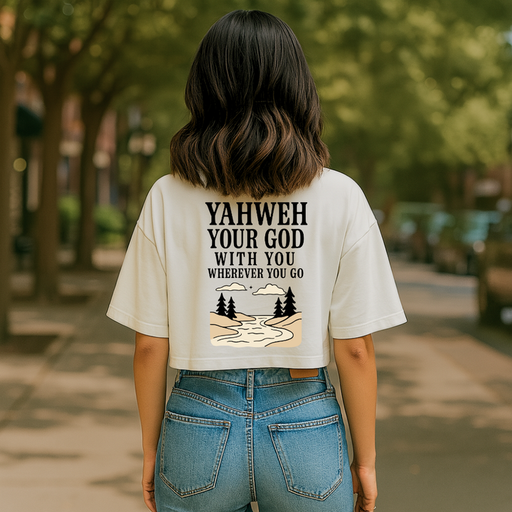 Yahweh Your God with You | Women's Cropped Heritage Crewneck T-Shirt - Sown In Christ Apparel Co.