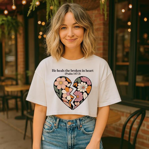 Yahweh Your God with You | Women's Cropped Heritage Crewneck T-Shirt - Sown In Christ Apparel Co.