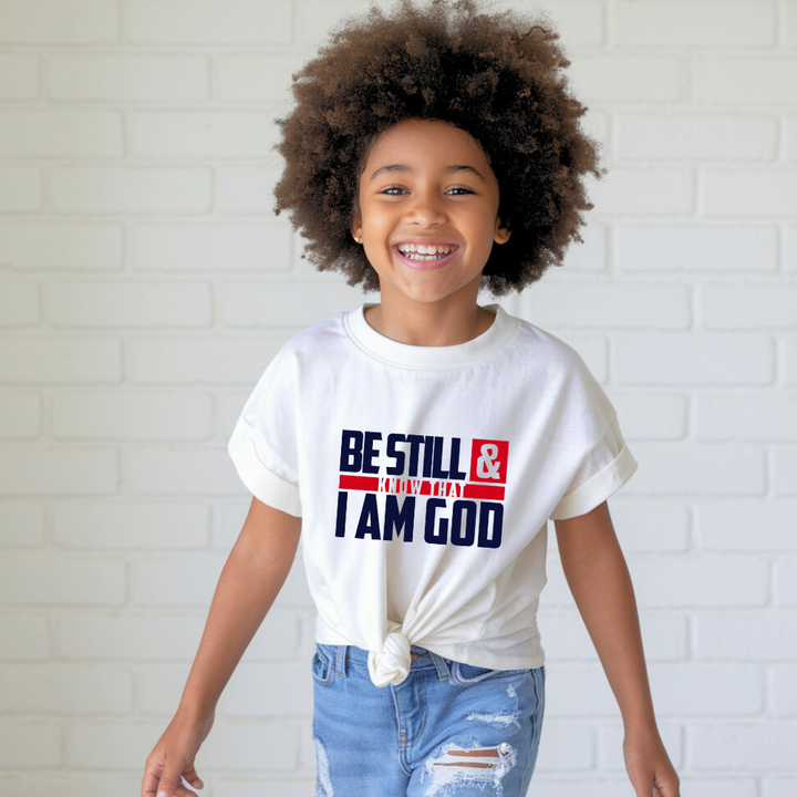 Be  Still & Know I Am God | Premium Kids Crewneck T-shirt - Sown In Christ Apparel Co., Christian T-shirt