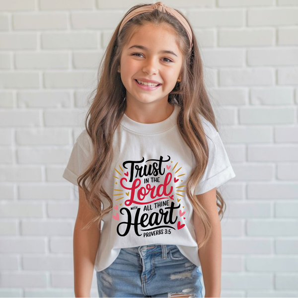 Trust In The Lord With All Thine Heart | Premium Kids Crewneck T-shirt - Sown In Christ Apparel Co., Christian T-shirt
