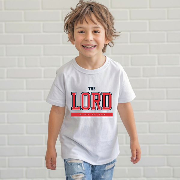 The Lord is My Helper | Premium Kids Crewneck T-shirt - Sown In Christ Apparel Co., Christian T-shirt