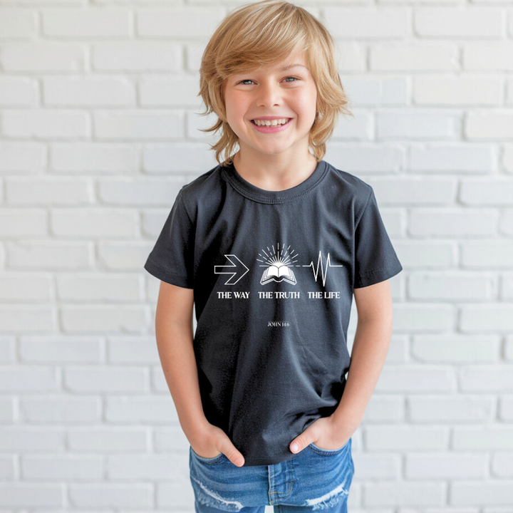The Way The Truth The Life | Premium Kids Crewneck T-shirt - Sown In Christ Apparel Co., Christian T-shirt