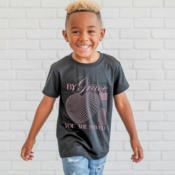 By Grace You are Saved | Premium Kids Crewneck T-shirt - Sown In Christ Apparel Co., Christian T-shirt