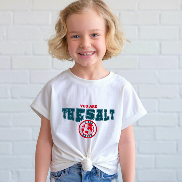 You are the Salt of the Earth | Premium Kids Crewneck T-shirt - Sown In Christ Apparel Co., Christian T-shirt