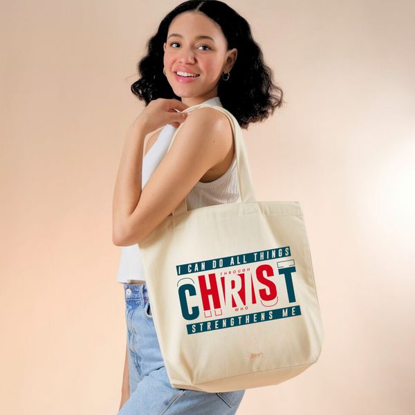 I Can Do All Things Through Christ | Premium Tote Bag - Sown In Christ Apparel Co., Christian Tote Bag