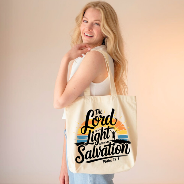 The Lord is My Light | Premium Tote Bag - Sown In Christ Apparel Co., Christian Tote Bag
