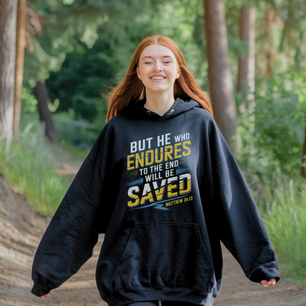 He Who Endures  | Premium Unisex Pullover Hoodie - Sown In Christ Apparel
