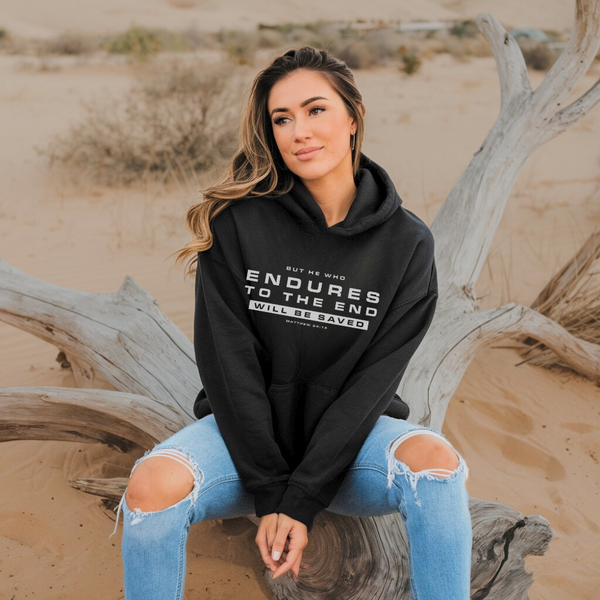 But He Who Endures to the End | Premium Unisex Pullover Hoodie - Sown In Christ Apparel Co.