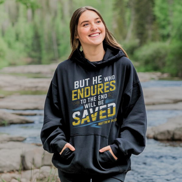 He Who Endures  | Premium Unisex Pullover Hoodie - Sown In Christ Apparel Co.