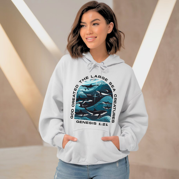God Created the Large Sea Creatures | Premium Unisex Pullover Hoodie - Sown In Christ Apparel Co.