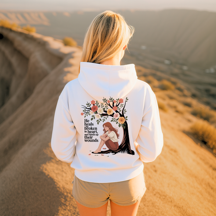 He Heals the Broken in Heart | Premium Unisex Pullover Hoodie - Sown In Christ Apparel Co.