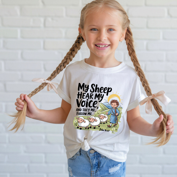 My Sheep Hear My Voice | Premium Kids Crewneck T-shirt - Sown In Christ Apparel Co.