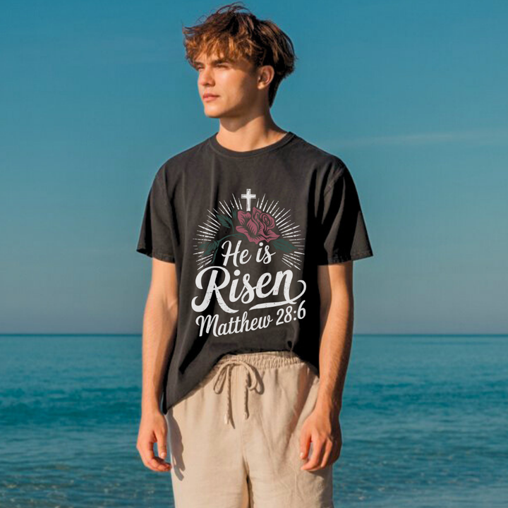 He is Risen | Organic Unisex Crewneck T-shirt Econscious - Sown In Christ Apparel Co.