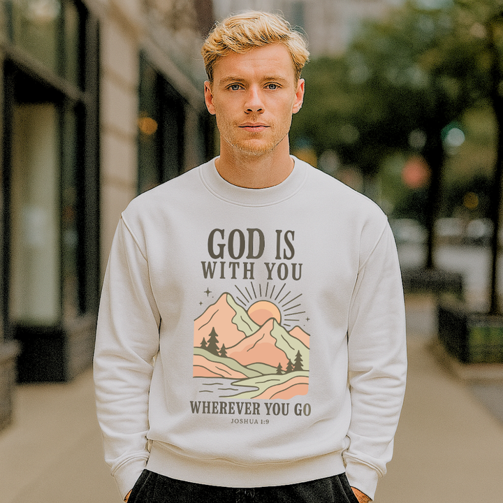 God is with You | Crewneck Sweatshirt Gildan SF000 - Sown In Christ Apparel Co.
