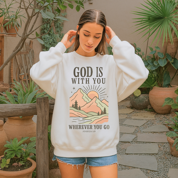 God is with You | Crewneck Sweatshirt Gildan SF000 - Sown In Christ Apparel Co.