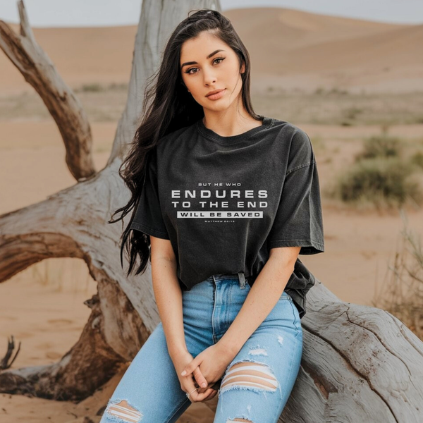 But He Who Endures to the End | Organic Unisex Crewneck T-shirt Econscious - Sown In Christ Apparel Co.