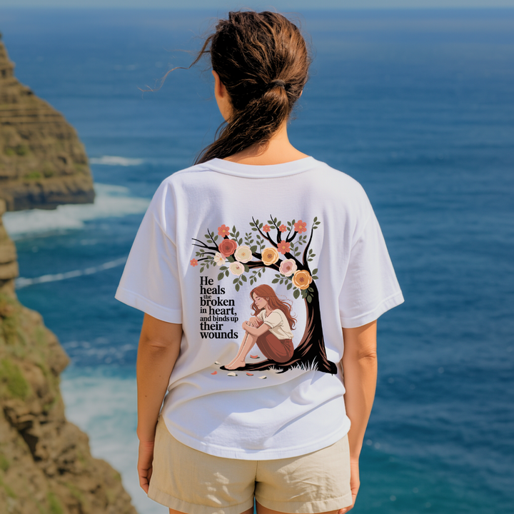 He Heals the Broken in Heart | Organic Unisex Crewneck T-shirt Econscious - Sown In Christ Apparel Co.