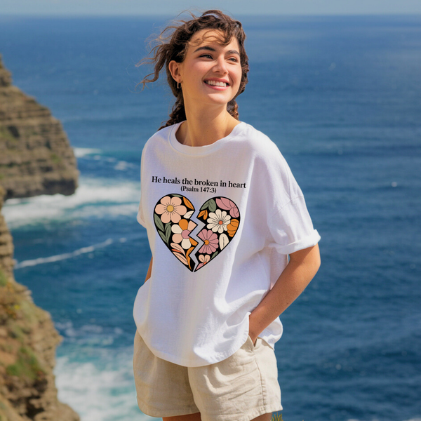 He Heals the Broken in Heart | Organic Unisex Crewneck T-shirt Econscious - Sown In Christ Apparel Co.