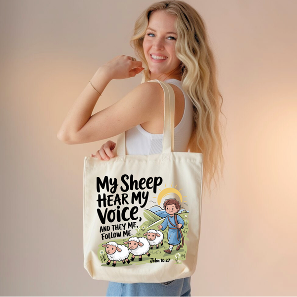 My Sheep Hear My Voice | Premium Tote Bag - Sown In Christ Apparel Co.