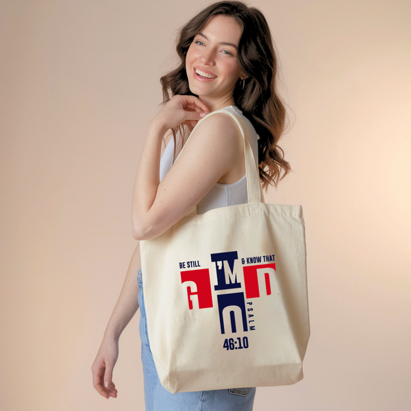 Be Still & Know That I'm God | Premium Tote Bag - Sown In Christ Apparel Co., Christian Tote Bag